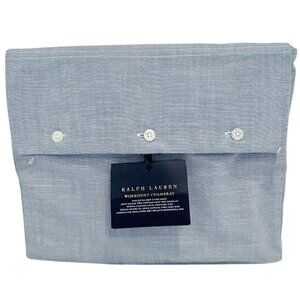 NEW $245 Ralph Lauren Chambray Workshirt King Sheet!  King Flat  Blue  Cotton